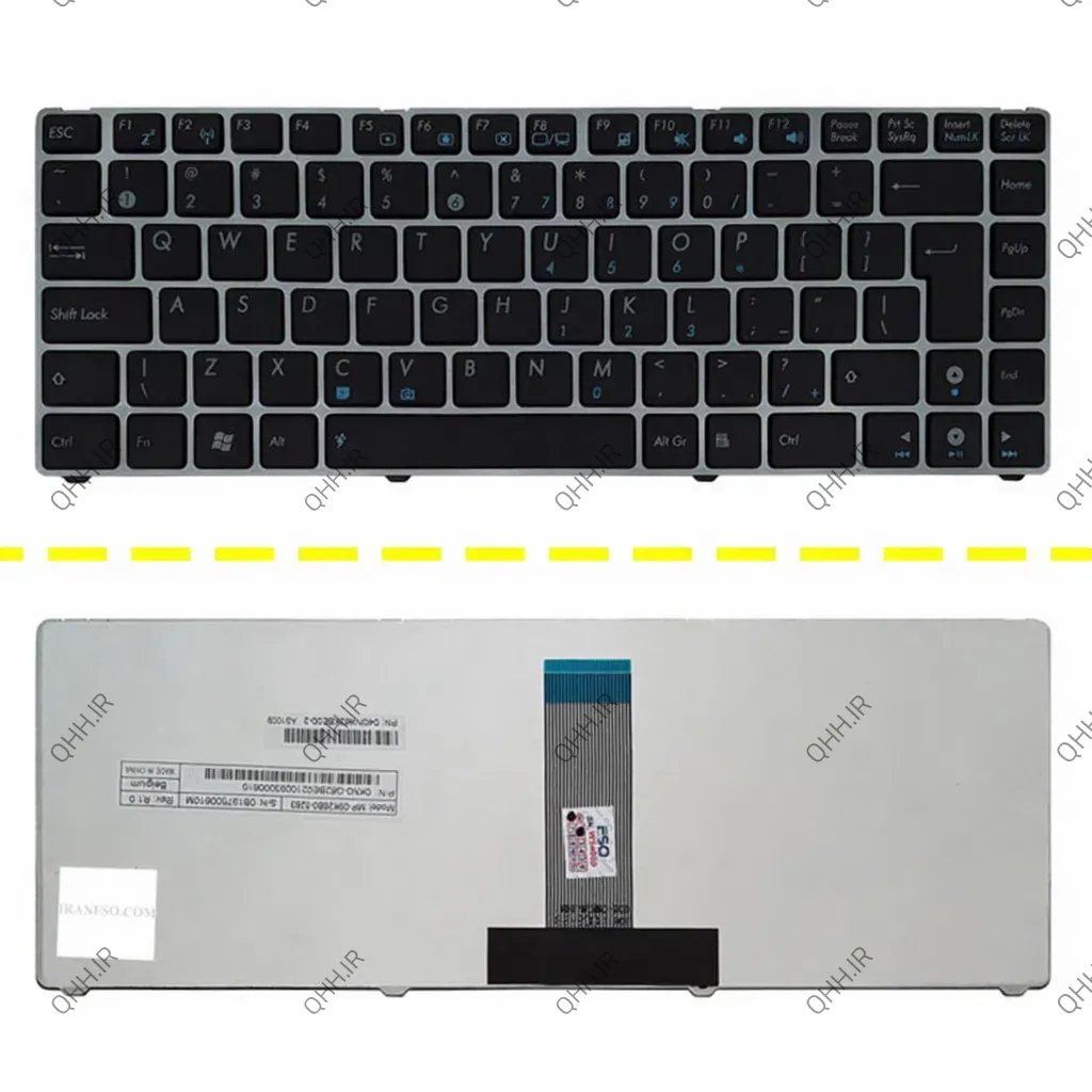 کیبرد لپ تاپ ایسوس 1215 مشکی-اینتربزرگ با فریم نقره ای
